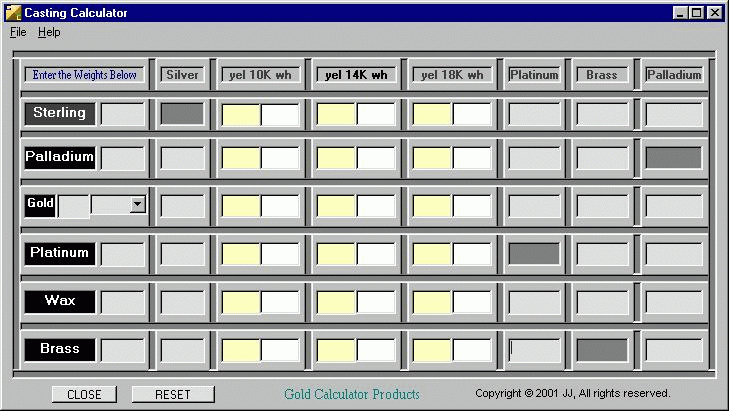 Casting Calculator Screenshot